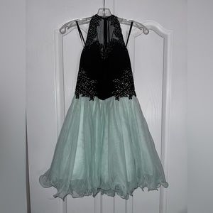 Mint green and black Juniors prom dress from Estelle’s Dressy Dress
